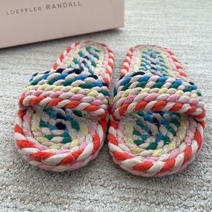 Loeffler Randall Elle Woven Rainbow Slide Rope Sandals 8.5
